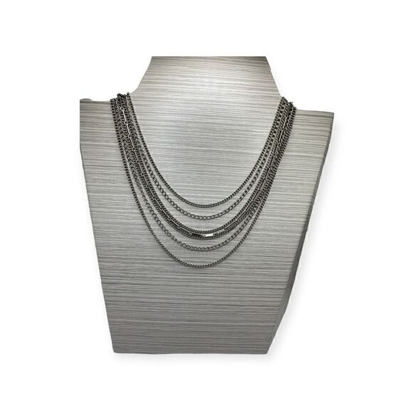 No Brand Jewelry - Vintage silver-toned multi strand necklace 12 inches long
